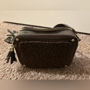 Rachel Zoe Dark Brown Textured Crossbody Bag